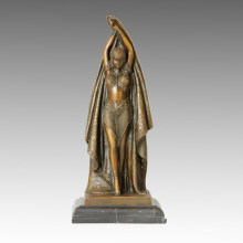 Dancer Bronze Sculpture Pretty Female Deco Brass Statue TPE-180